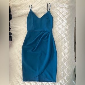 Lulu’s Forever Your Girl Teal Blue Bodycon dress